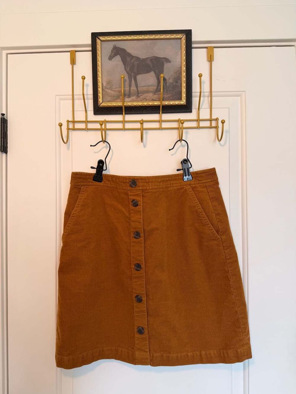Women's Corduroy Button-Front Mini Skirt in Brown Size 6